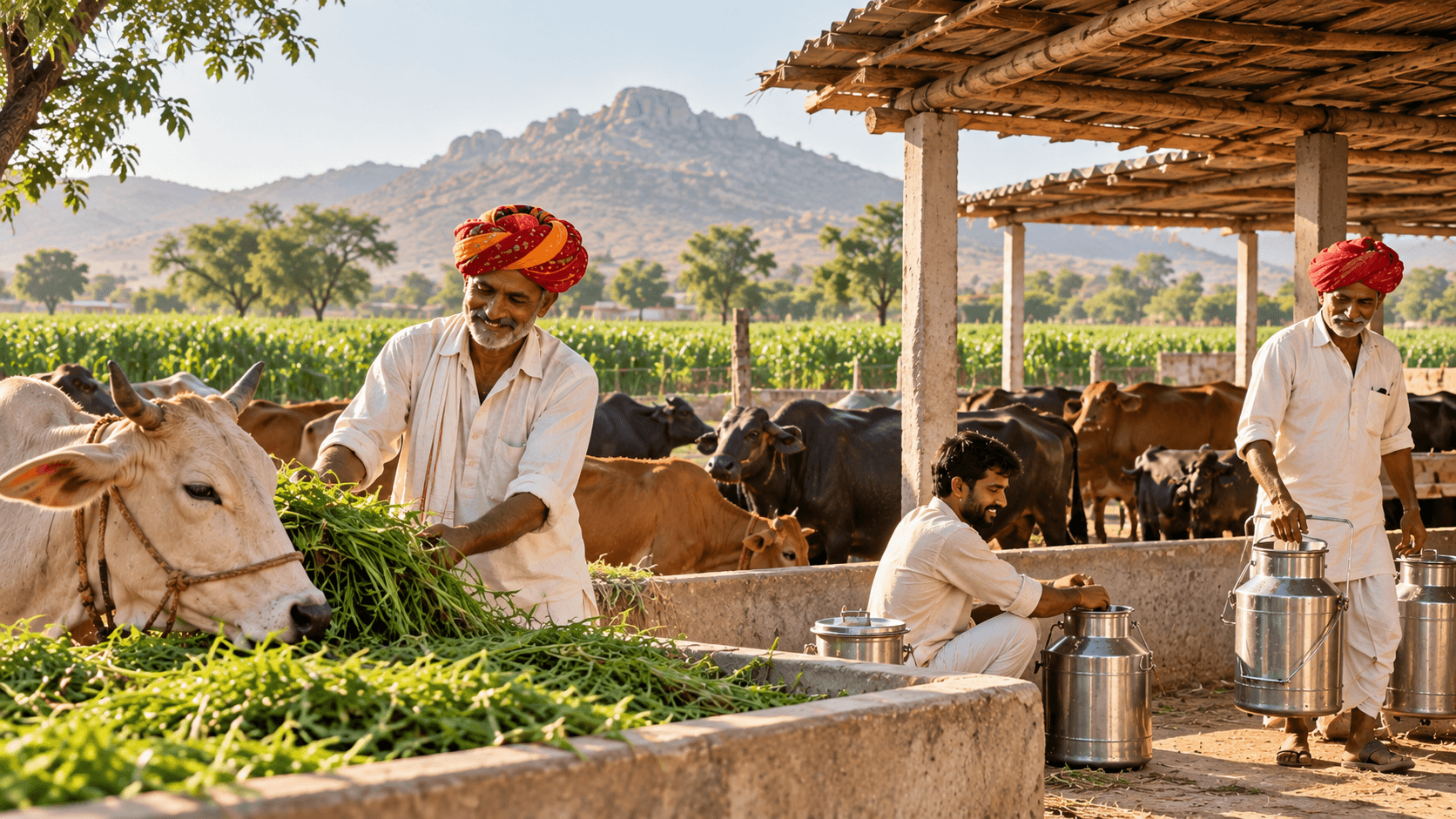 Our farmers tending to the buffaloes in the early morning light.